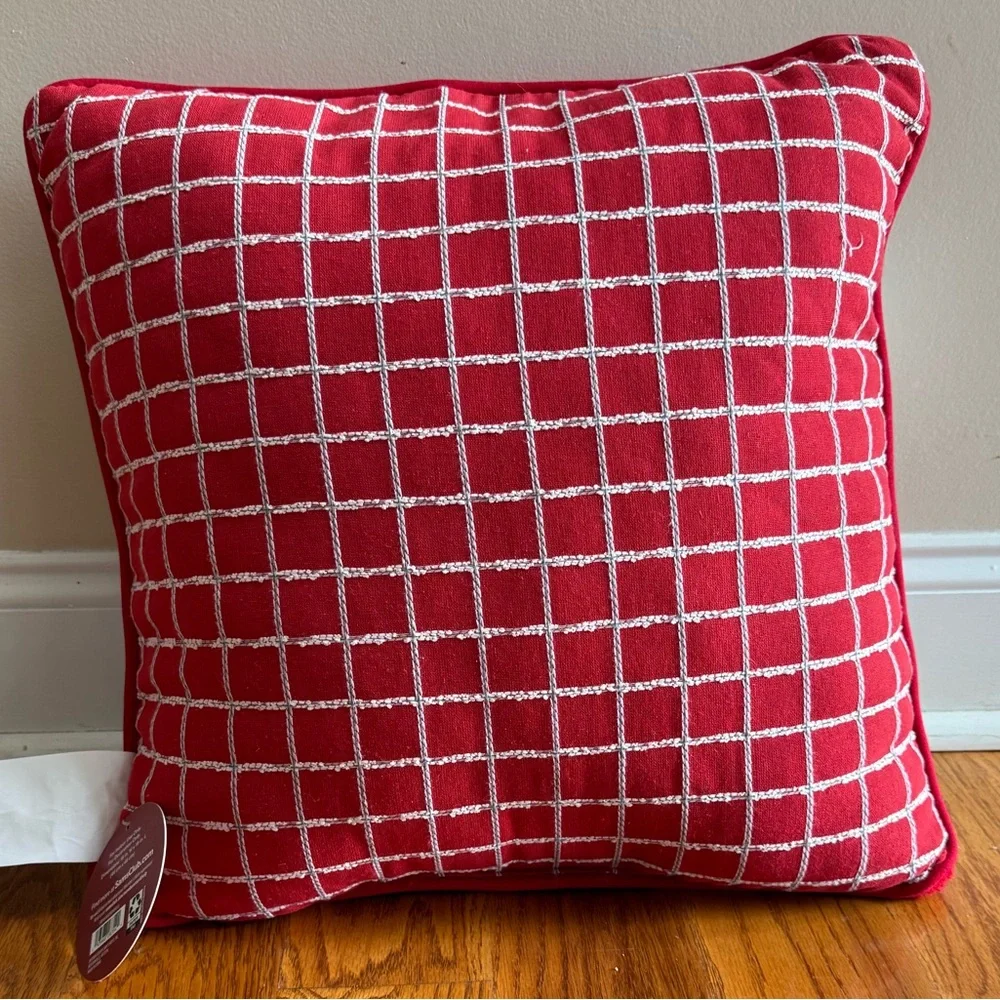 New Festive Holiday Pillow “There’s Snow Place Like Home”, Red, Green, White